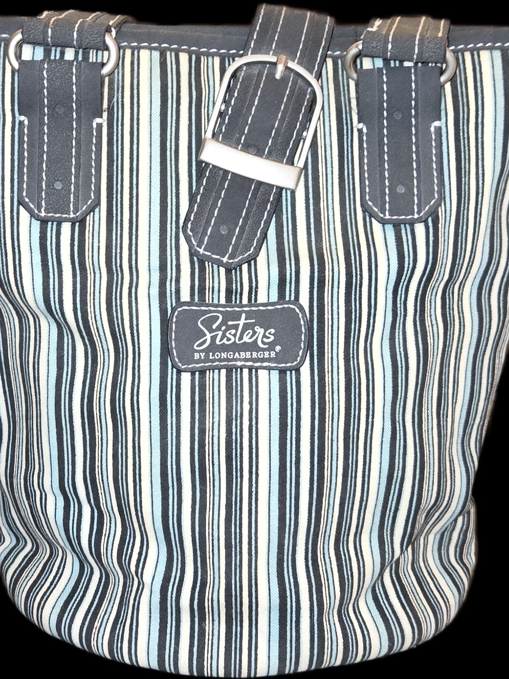 Sisters by Longaberger Striped Bucket Purse Tote Bag